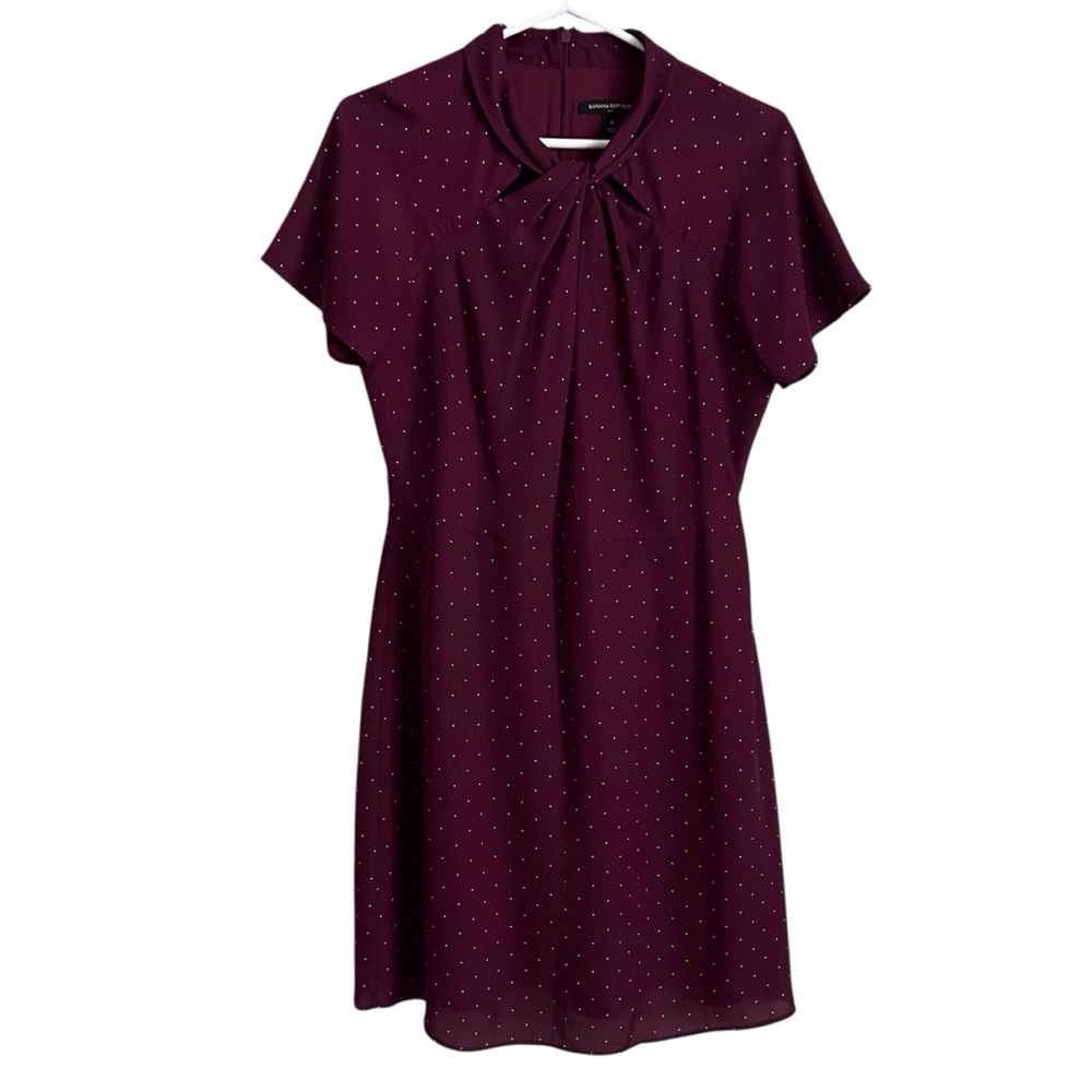 Banana Republic Burgundy Polkadot Dress Size 8